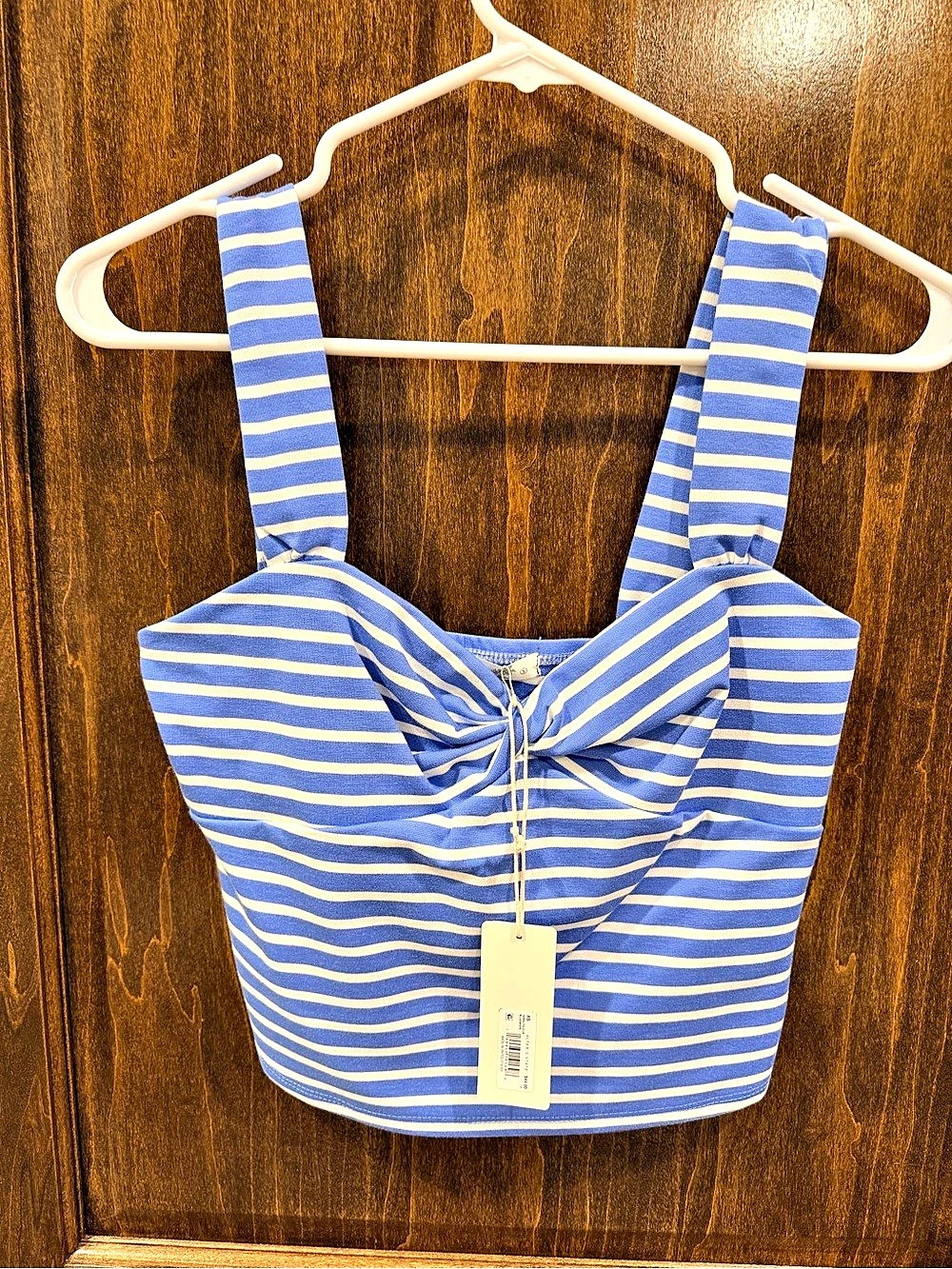 ALTERNATIVE STATE Striped Crop Tank in Blue & White Size Small NWT